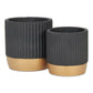 Aurone Round Ceramic Pot with Gold Finished Base - Black: Small