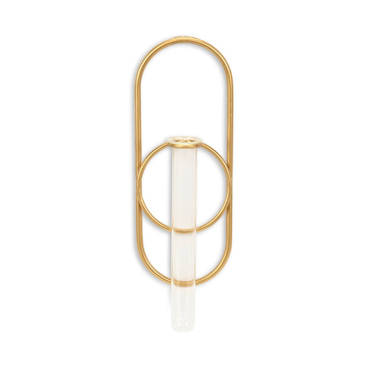 Sephra Metal Loop Glass Wall Planter: Gold