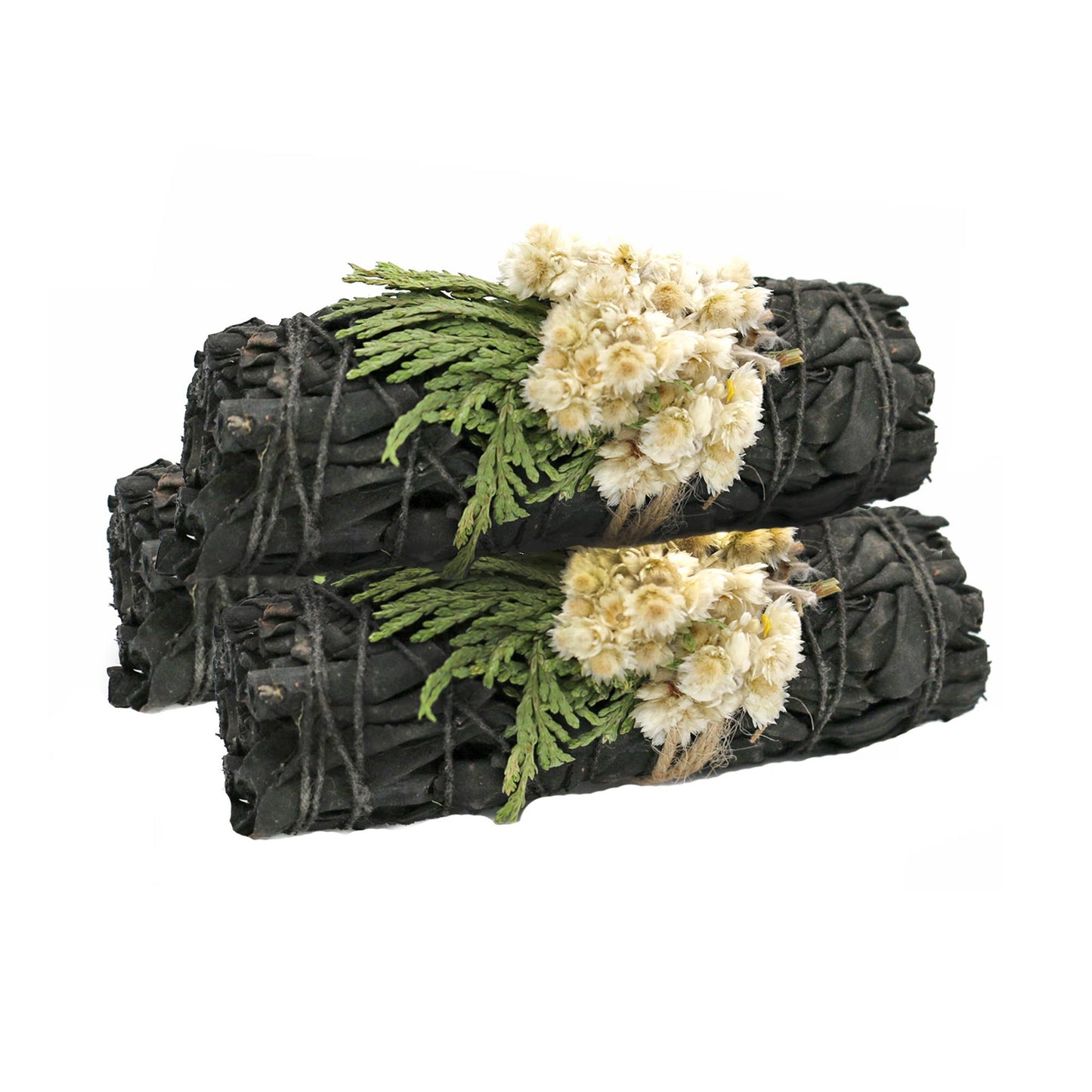 White Sage Smudge Stick, Black & Cedar - Midnight (4 in.)