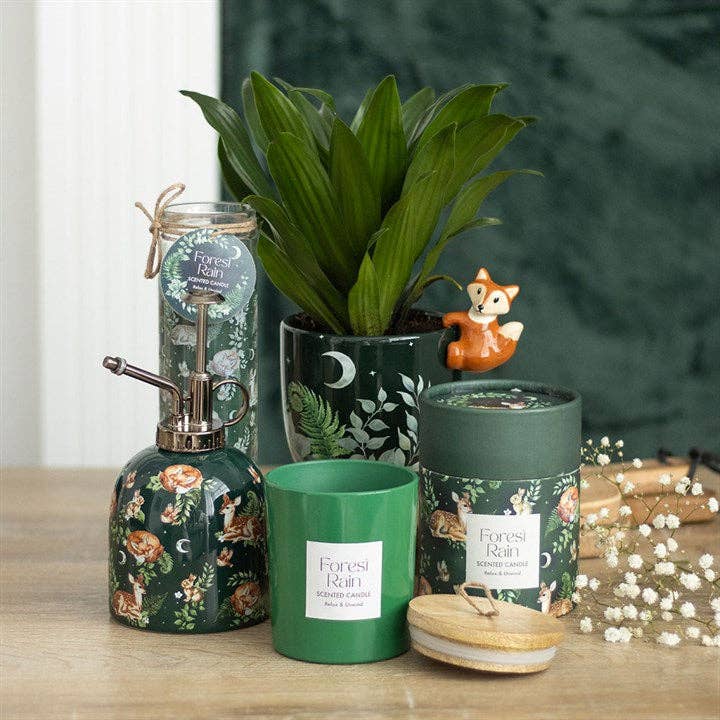 Green Forest Print Plant Pot with Fox