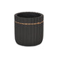 Aurine Round Gold Trimmed Ridged Ceramic Pot - Black: Small