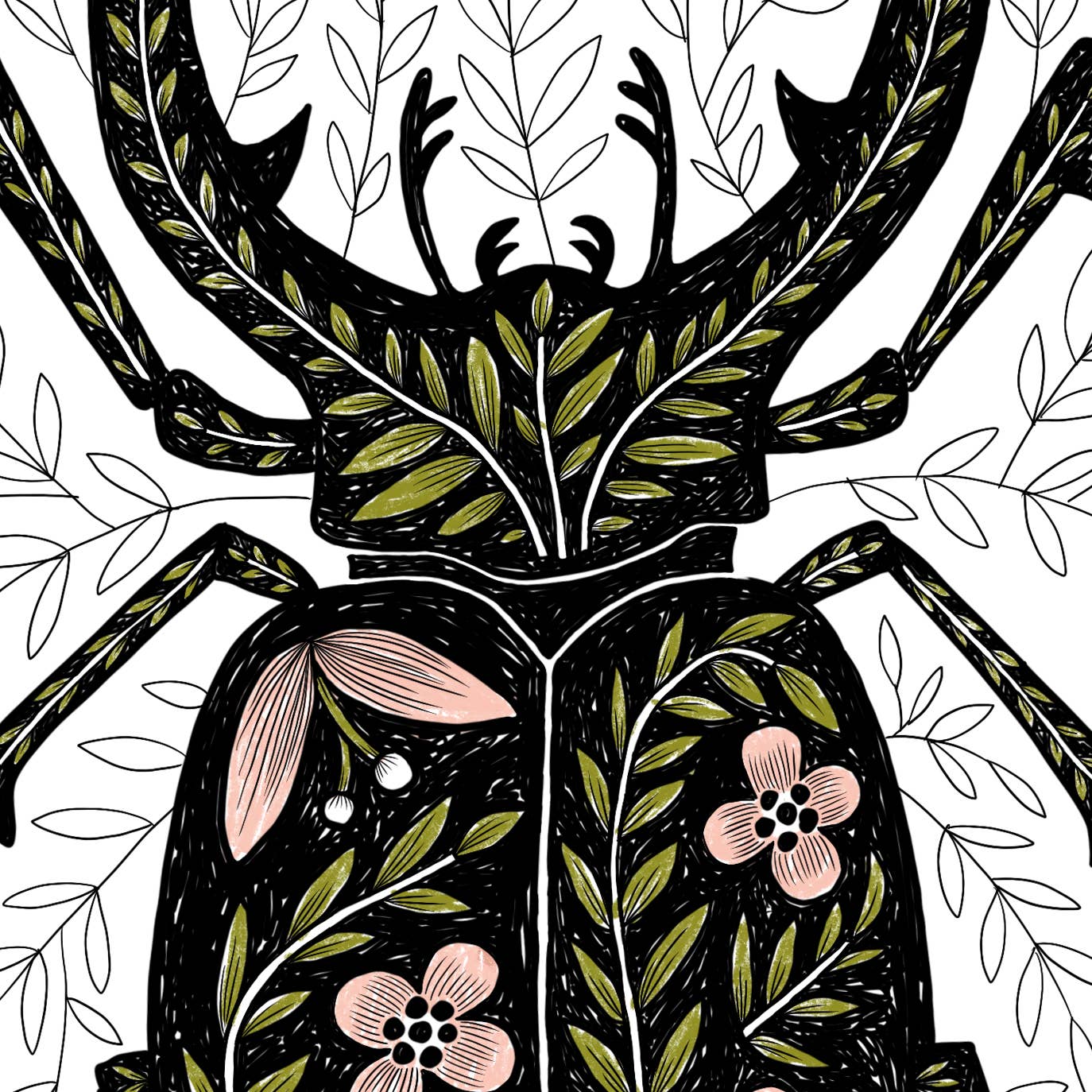 8" x 10" Stag Beetle Art Print