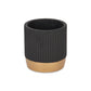 Aurone Round Ceramic Pot with Gold Finished Base - Black: Small