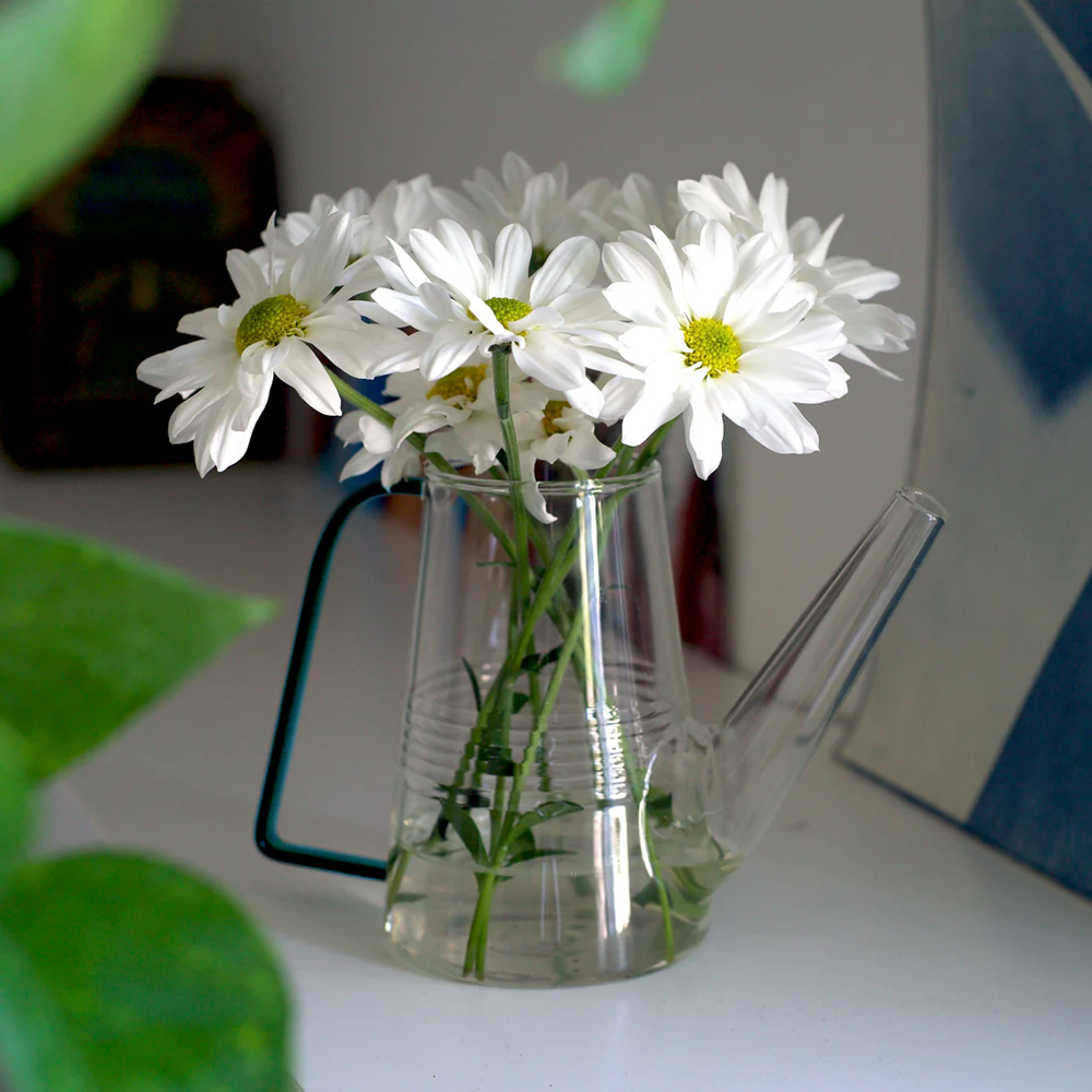 Colorful Glass Plant Watering Can: Green