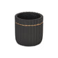 Aurine Round Gold Trimmed Ridged Ceramic Pot - Black: Large