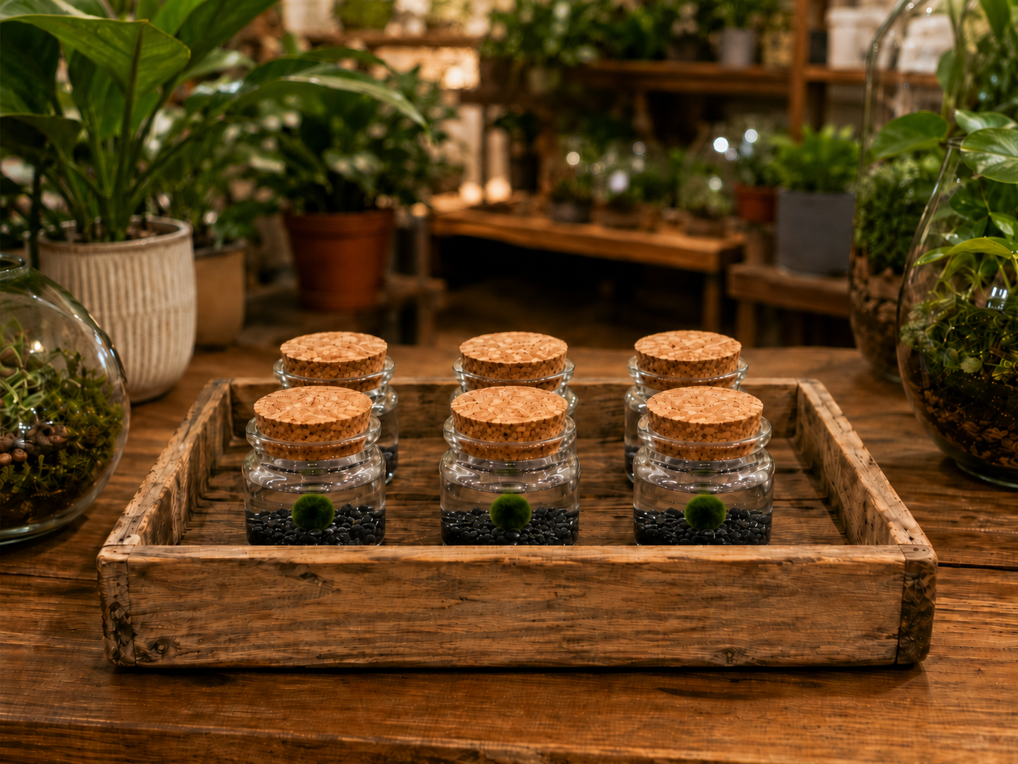 Obsidian Small Marimo Moss Ball Terrarium - 6-Pack