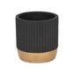 Aurone Round Ceramic Pot with Gold Finished Base - Black: Large