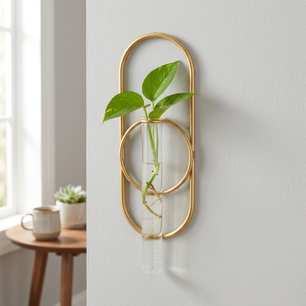 Sephra Metal Loop Glass Wall Planter: Black
