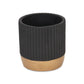 Aurone Round Ceramic Pot with Gold Finished Base - Black: Large