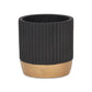 Aurone Round Ceramic Pot with Gold Finished Base - Black: Small