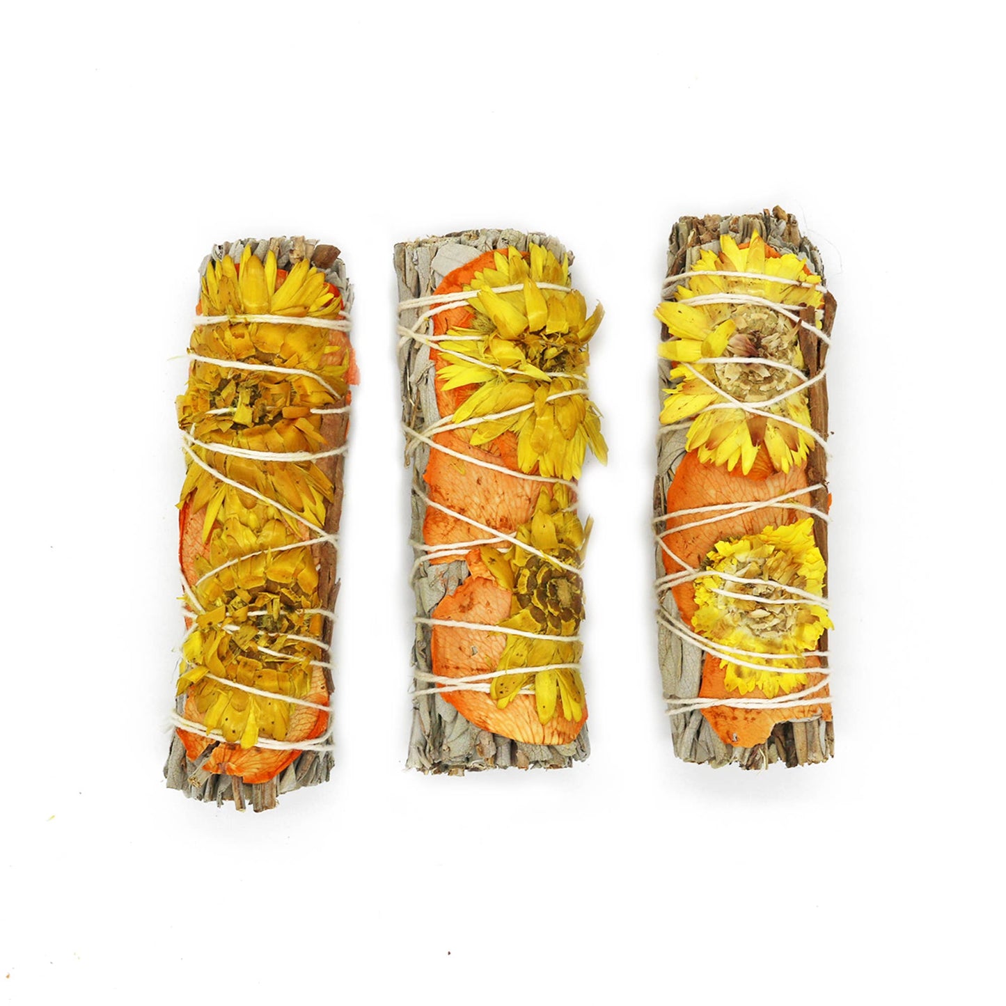 White Sage Smudge Stick, Rose & Cinnamon - Indian (4 in.)