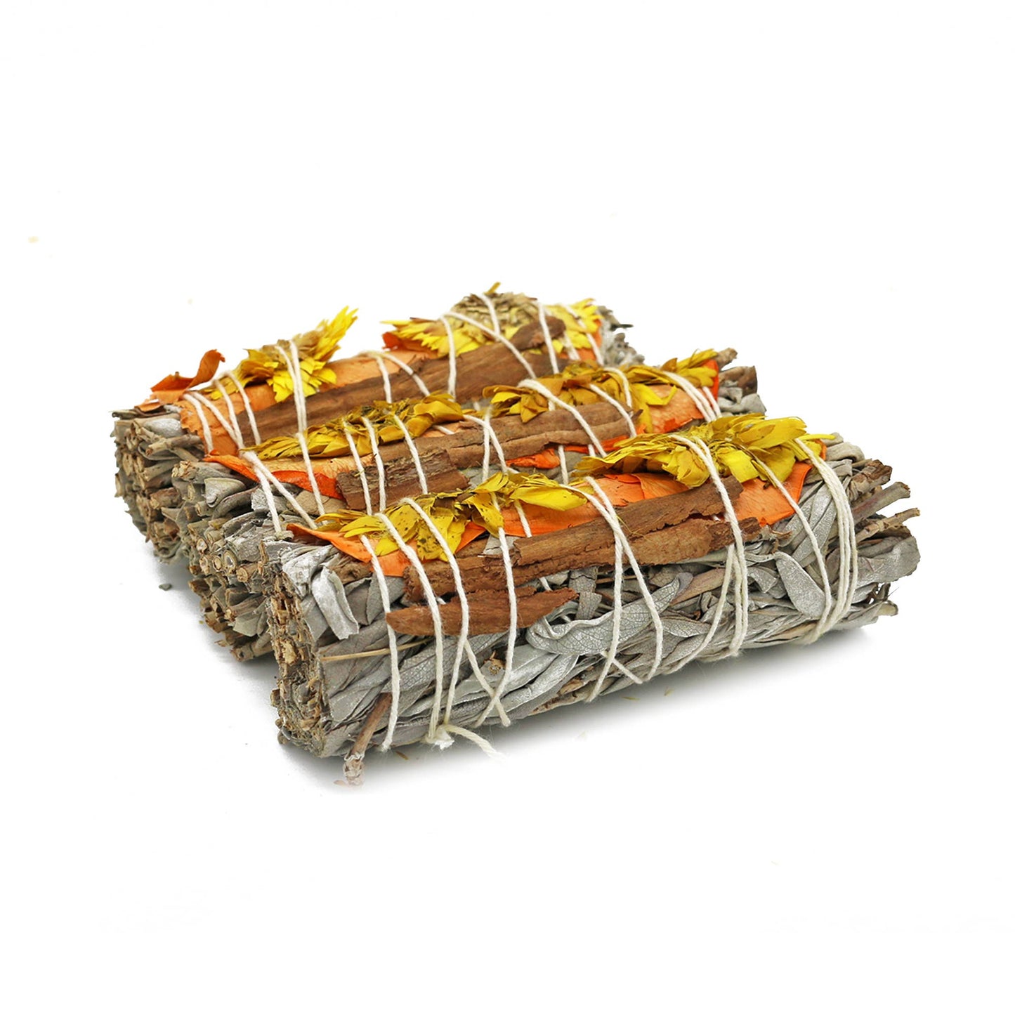 White Sage Smudge Stick, Rose & Cinnamon - Indian (4 in.)