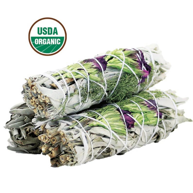 White Sage Smudge Stick, Floral Mixed - Good Life (4 in.)