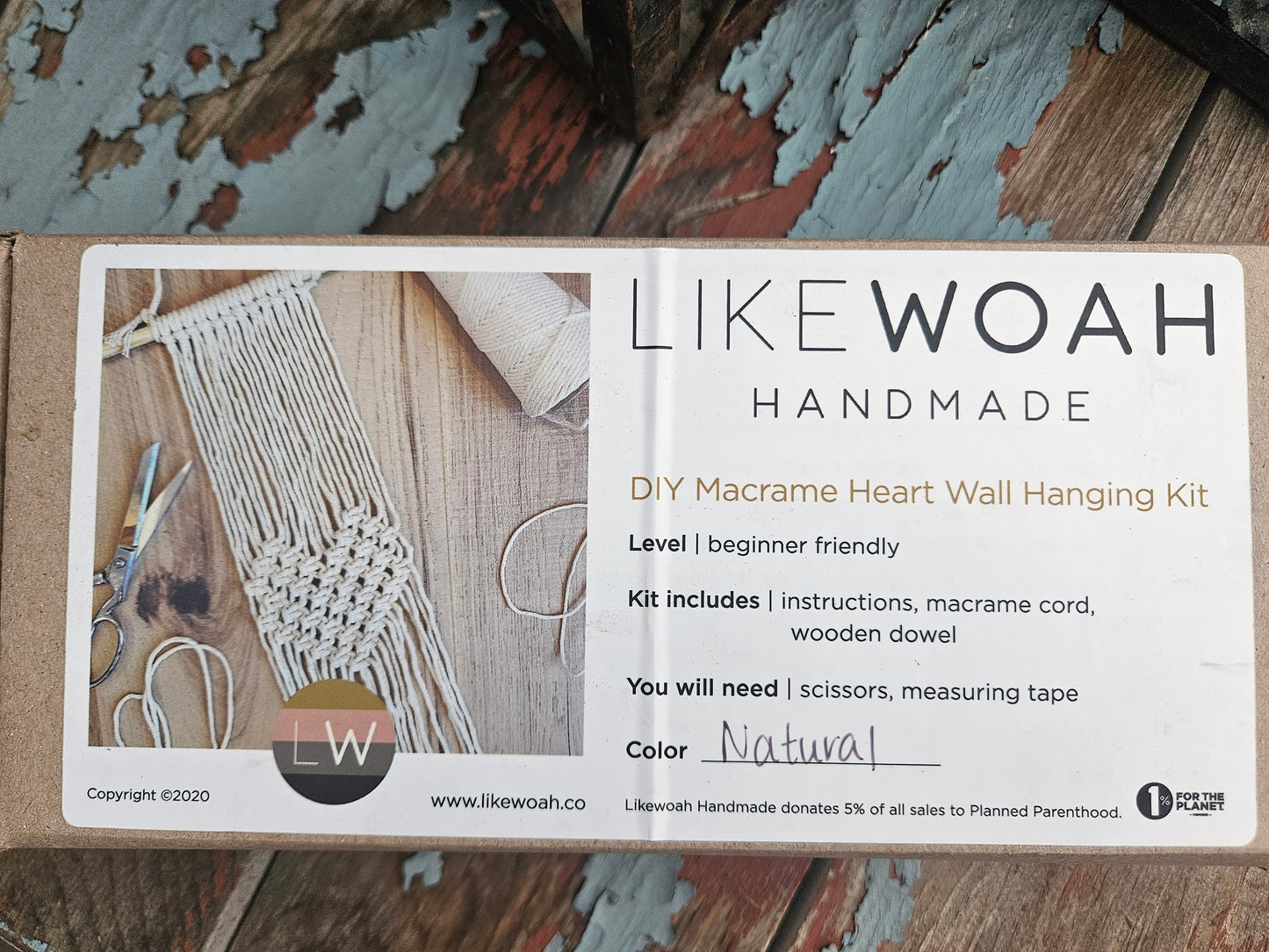 DIY Macrame Kit, heart hanger