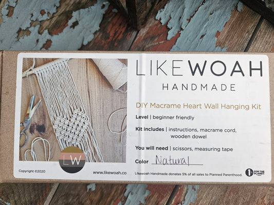 DIY Macrame Kit, heart hanger